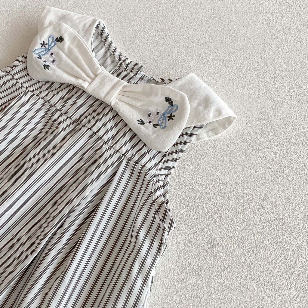 ชุดเดรสลายทางสีฟ้าสำหรับเด็กผู้หญิงอายุ 0-3 ปี - รูปที่ 5