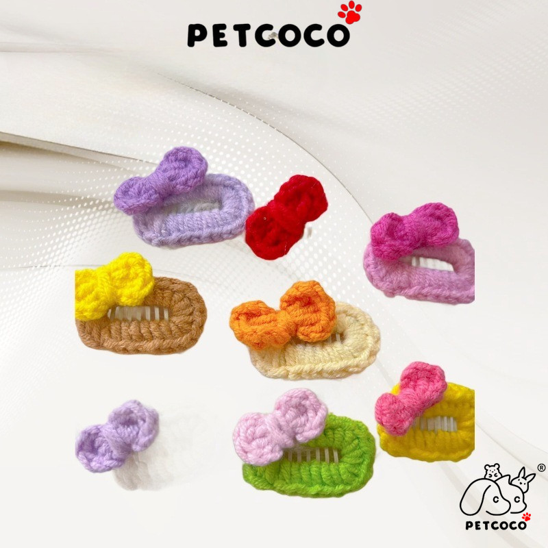 PetCo Pet Kinitted Hairclip พุดเดิ้ล Guinea Pig เครื่องแต่งกายผมน่ารัก 手工毛线发宠物发夹bb狗毛夹狗马发夹形散马套
