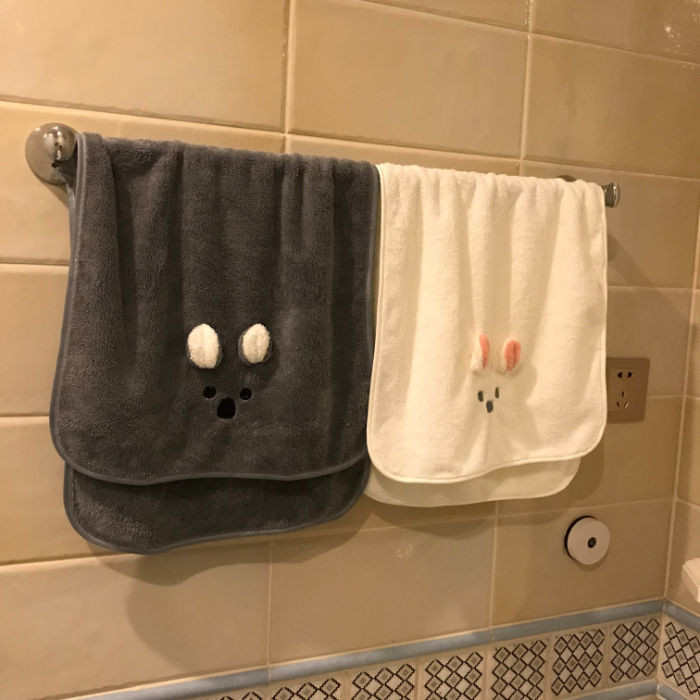 Towel Dry Hair Towel Coral Velvet Face Towel Cartoon ins Women's Face Towel Bear Soft Student Quick-