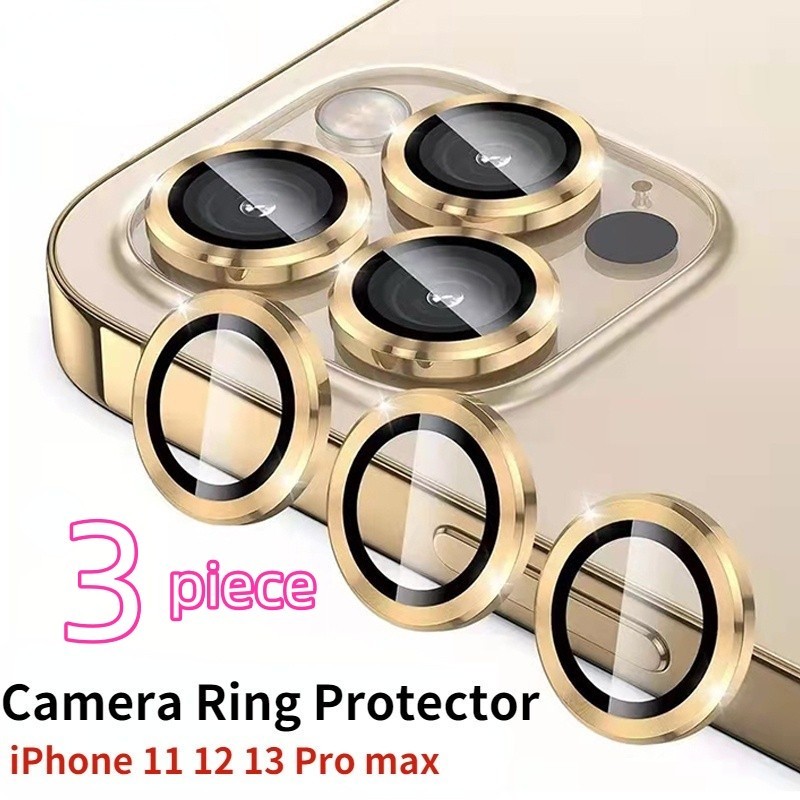 เลนส์กล้องกระจกโลหะแหวนป้องกันสําหรับ IPhone 11 12 13 14 15 Pro Max Mini โทรศัพท์มือถือกล้องฟิล์มป้องกันกระจก