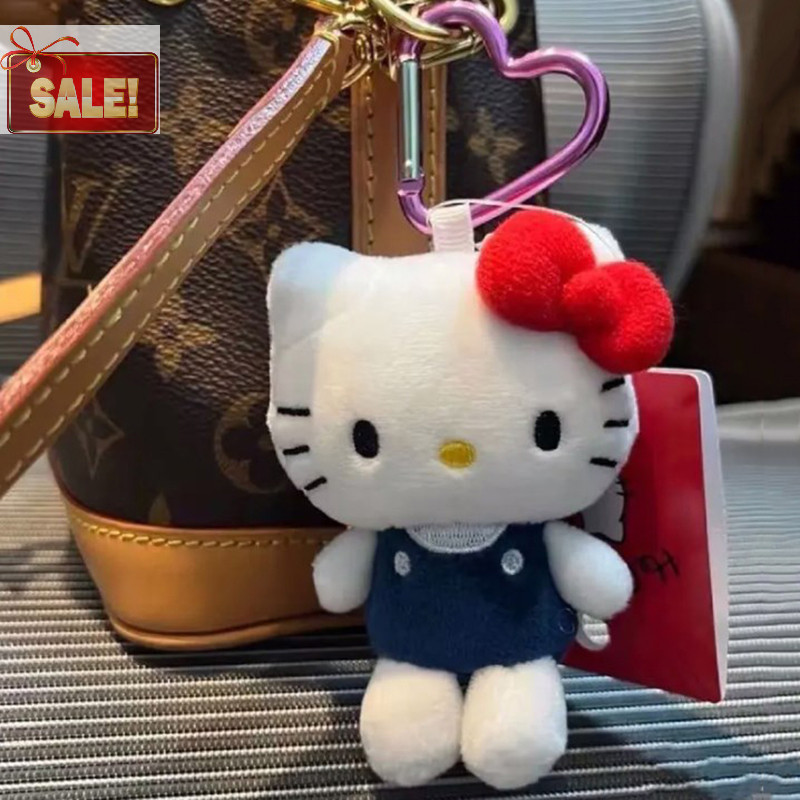 SANRIO Bl 10 ซม.Sanrio Hello Kitty ตุ๊กตาพวงกุญแจ Kawaii การ์ตูนหัวใจหัวเข็มขัดตุ๊กตาของเล่นจี้น่ารักกระเป๋าเป้สะพายหลังเครื่องประดับของขวัญ Charm A