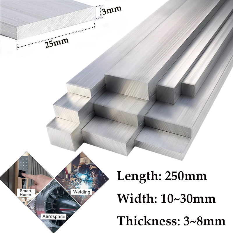 1pcs Aluminum Alloy 6061 Rectangular Flat Bar Square Bar Plate Metal Strip Solid CNC Diameter 10/30mm Length 250mm