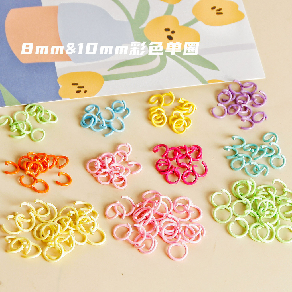 Diy โฮมเมดพวงกุญแจจี้ Macaron สี 10mm8mm สีโลหะขนาดเล็กแหวนเดี่ยวแหวนการเชื่อมต่อเปิดแหวน C 9YDS