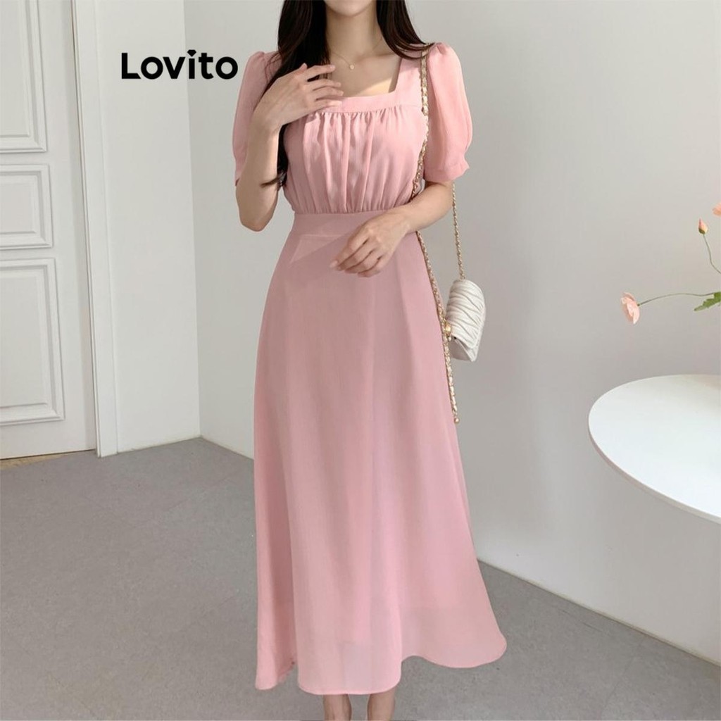 Lovito ชุดเดรสลําลอง แบบเรียบ สําหรับผู้หญิง LNE58227