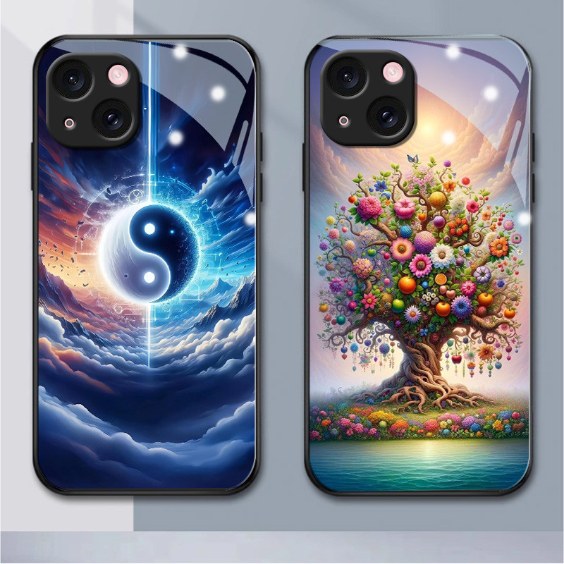 เคสแก้ว iPhone หรูหรา iPhone 15 15plus 15pro 11 11pro 11promax 12 12mini 12pro 12promax 13 13mini 13pro 13promax 14plus promax x xr 6 7 8 6plus 7 8plus (HB1-1733)