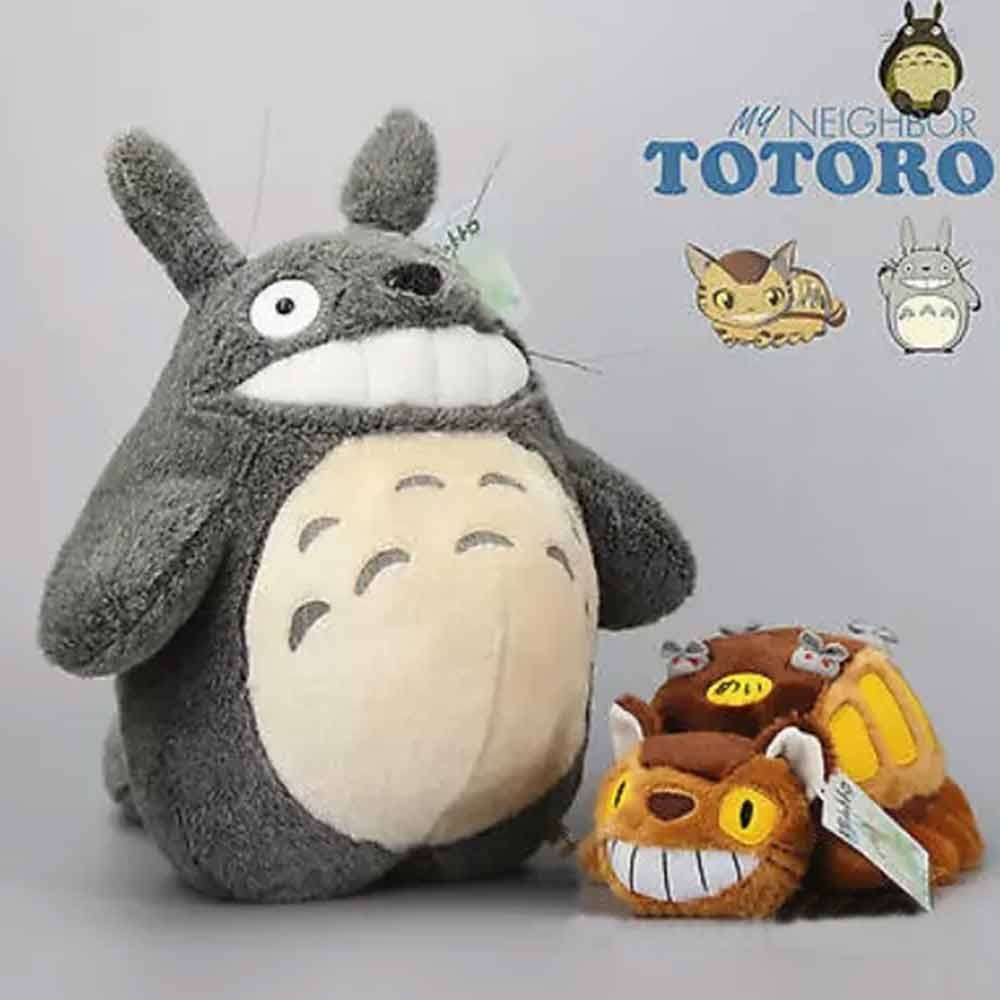 Studio Ghibli My Neighbor Totoro Cat Bus & Grin Totoro Plush Doll Soft Toys