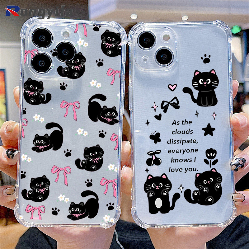 Insสไตล์แมวดําสําหรับxiaomi Poco F6 Pro X6 Pro M6 Pro C65 Redmi 13 13C 13R A3 4G 5Gแมวน่ารักกันกระแทกปกอ่อนใสTranare Anti-Fallกรณี