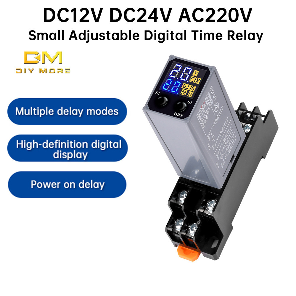 Diymore DC12V, DC24V, AC220V, รีเลย์เวลาจอแสดงผลดิจิตอลแบบปรับได้ขนาดเล็ก, อุปกรณ์หน่วงเวลาควบคุมเวลารอบ