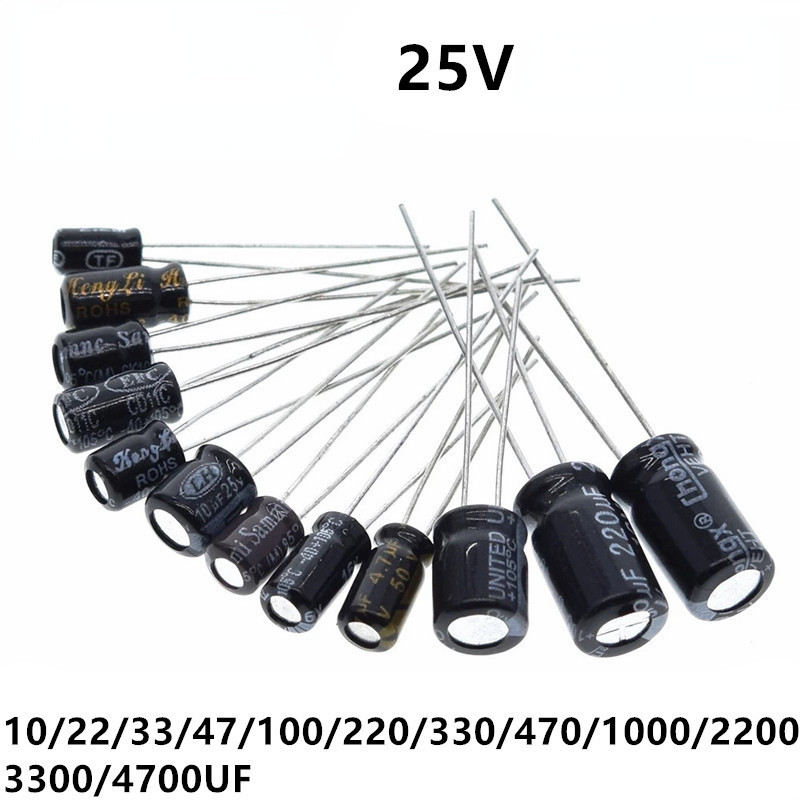 ตัวเก็บประจุไฟฟ้าอินไลน์ 25V 10UF 4 * 7 10UF 5 * 11 25V 22UF 5 * 11 25V 47UF 5 * 7 25V 47UF 5 * 11 1