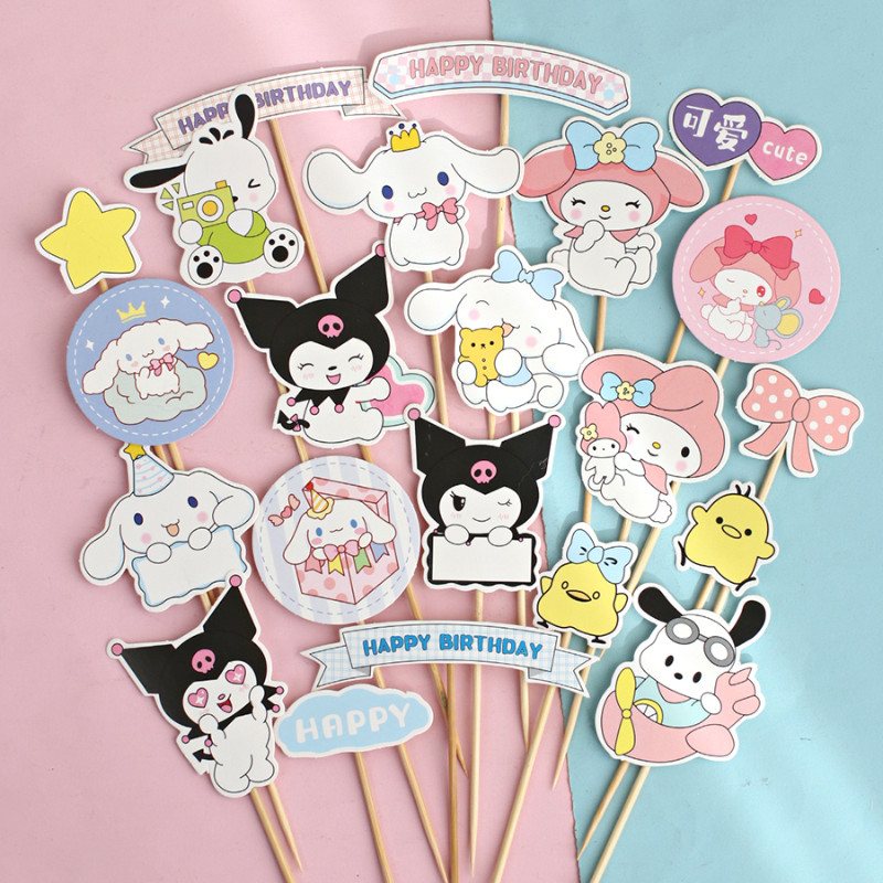 ตกแต่งเค้กซีรีส์ 10 ชุด สุนัขคุโรมิ ปาชา น่ารัก ใส่การ์ดการ์ตูนหยกเมโลดี้