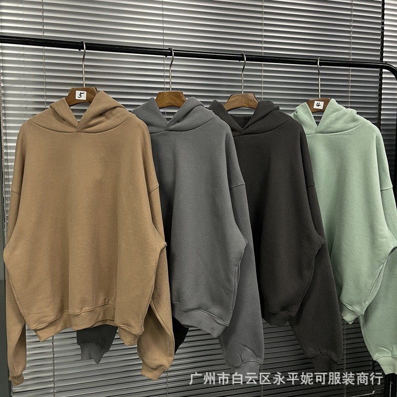 YEEZY SEASON6 Pure Color Washed Sweater American High Street Loose Men and Women Fleece-Lined Hoodie