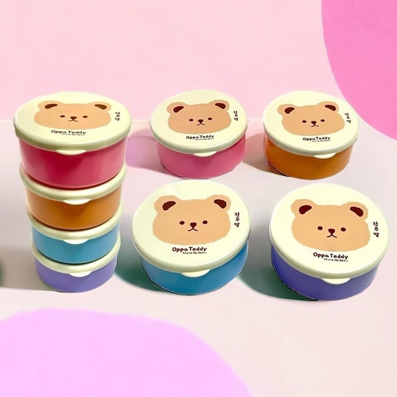 กล่องพลาสติกกลมใส่ของ หน้าหมี ยกโหล (12 ชิ้น)