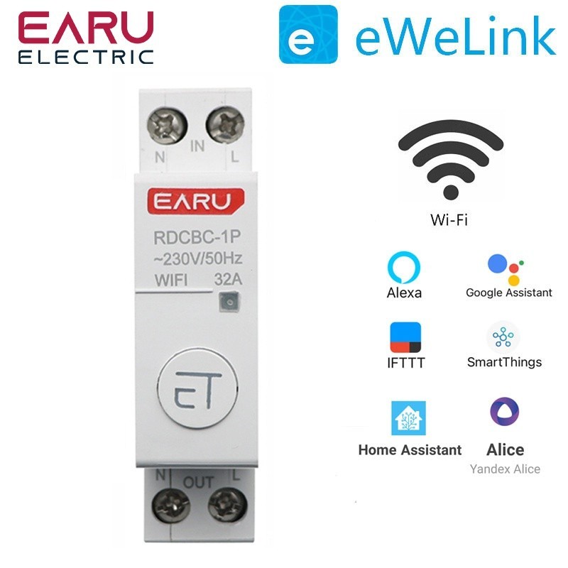 ❂1P N Din Rail WIFI Circuit Breaker Smart Timer Switch Relay Remote Control By eWeLink Smart Home 00