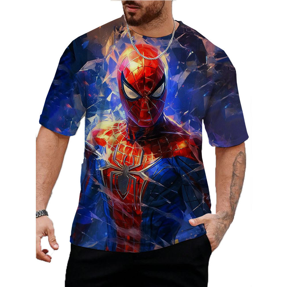 ใหม่ผู้ชายs เสื้อยืด Marvel Spider Man พิมพ์ Tops Tee Hip Hop แขนสั้นเสื้อสวมหัวขนาดใหญ่ Tshirt ชาย Harajuku เสื้อผ้า Tee
