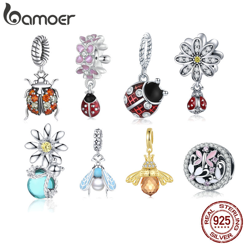 Bamoer 925 เงินสเตอร์ลิง Charms น่ารักแมลง Series จี้คู่อุปกรณ์เสริมของขวัญวันเกิด SCC1369