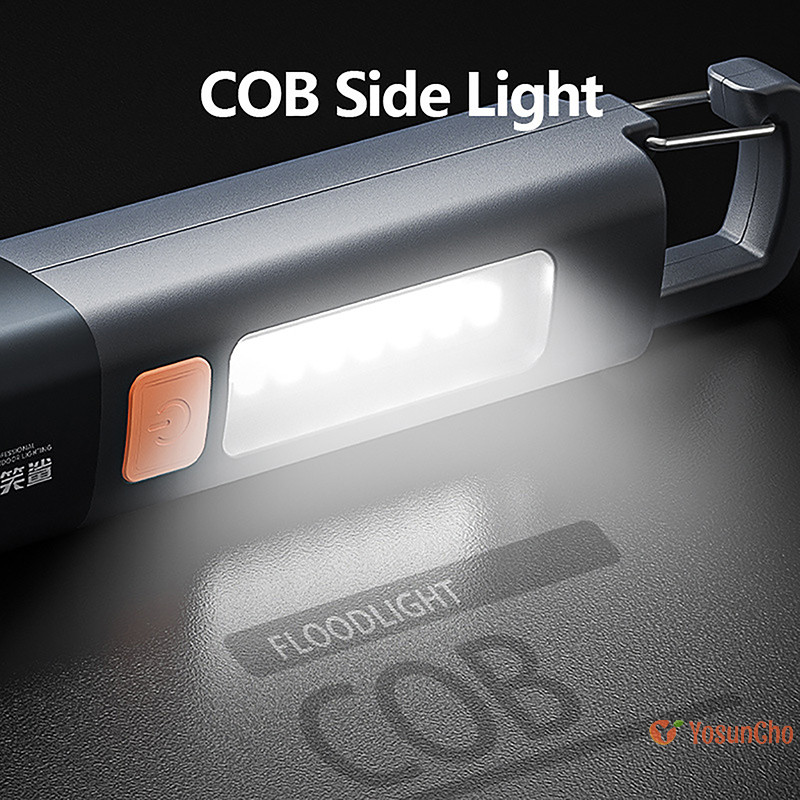 Yosuncho] ฉลามยิ้มไฟไฟฉาย LED XPE ไฟฉายสว่างเป็นพิเศษพร้อมตะขอแคมป์ปิ้งไฟ LED แบบชาร์จไฟได้โคมไฟตั้งแคมป์แบบพกพาใหม่