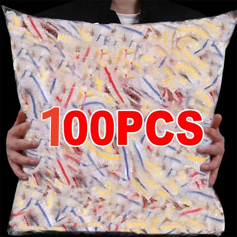 100ชิ้นนํามาใช้ใหม่ทิ้งอาหารปกพลาสติกห่อทนทานยืดหยุ่นฝาอาหารสําหรับชามแผ่นยืดหยุ่นครอบคลุมสําหรับห้องครัวอาหาร ส ยืนยัน กระเป๋า