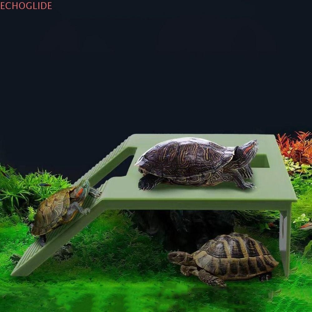Echoglide เต่า Basking แพลตฟอร์ม,พลาสติกคู่บันไดเต่าปีนเขาแพลตฟอร์ม,สัตว์เลื้อยคลานปีนบันไดสีเขียวพร้อมถ้วยดูดเต่าลอย Ramp Home