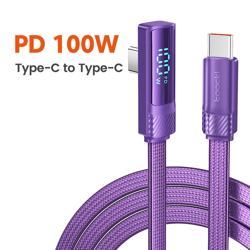 Pd100w สาย USB Type C ถึง Type C มุม 90 องศา Fast Charge Type C สายเคเบิลข้อมูล