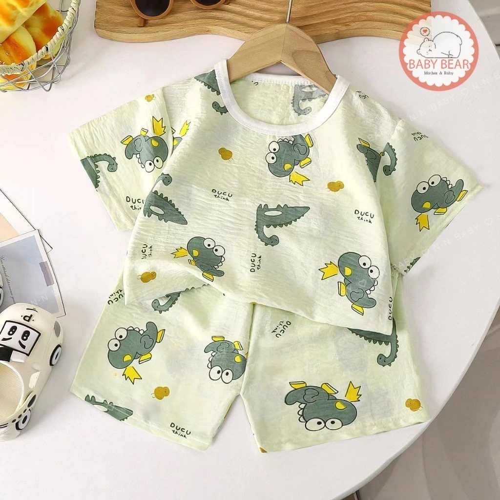 ชุดนอนแขนสั้น ขาสั้น ชุดนอนเด็ก เซท 2 ชิ้น ผ้าบางๆใส่สบาย ใส่ได้ทั้งเด็กผู้หญิงและผู้ชาย thumbnail 6