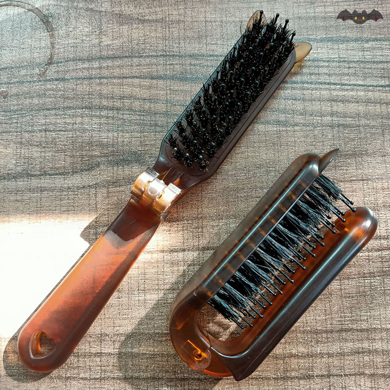 [วิชาพลศึกษา] หูหมูป่าขนแปรงแปรงผมสีเหลืองอําพันพับแบบพกพาหวีพ็อกเก็ตพับเดินทางนวดเครื่องมือจัดแต่งทรงผมร้านผู้หญิงของขวัญใหม่ ไทย - รูปที่ 2