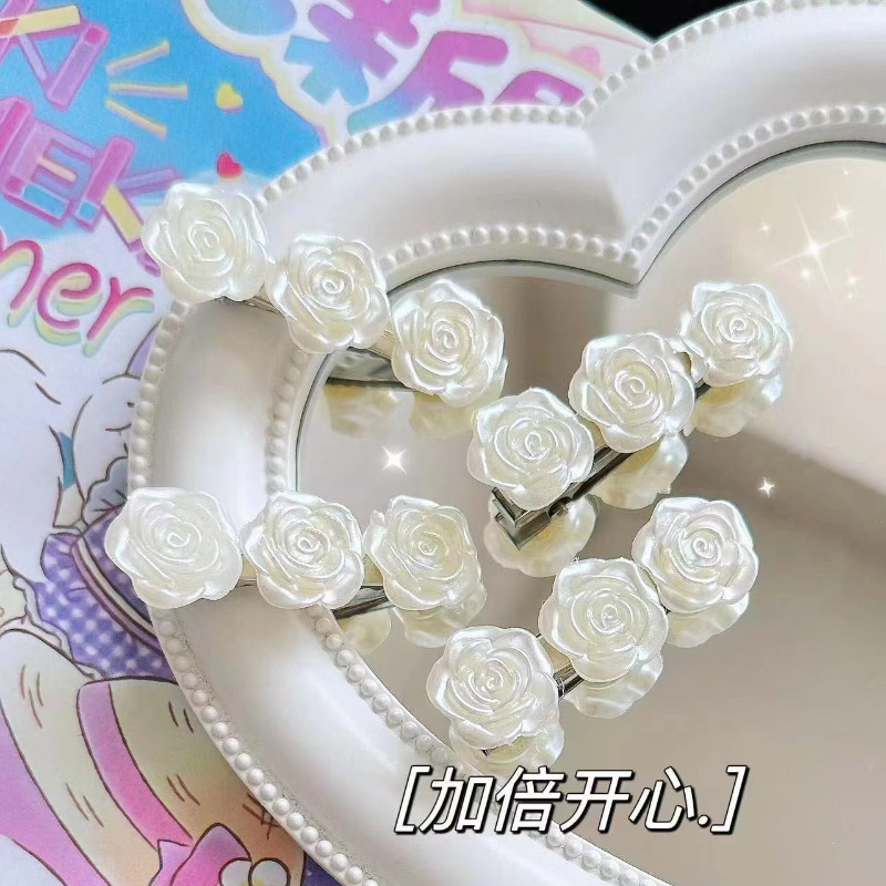 Vintage Camellia Hairpin แฟชั่นดอกไม้สีขาว Duckbill กิ๊บติดผมเครื่องประดับผมสําหรับผู้หญิง