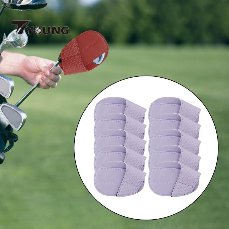 [ 10x Golf Iron Headcover Golf Cover ทนต่อการสึกหรอ PU แบบพกพาน้ําหนักเบา