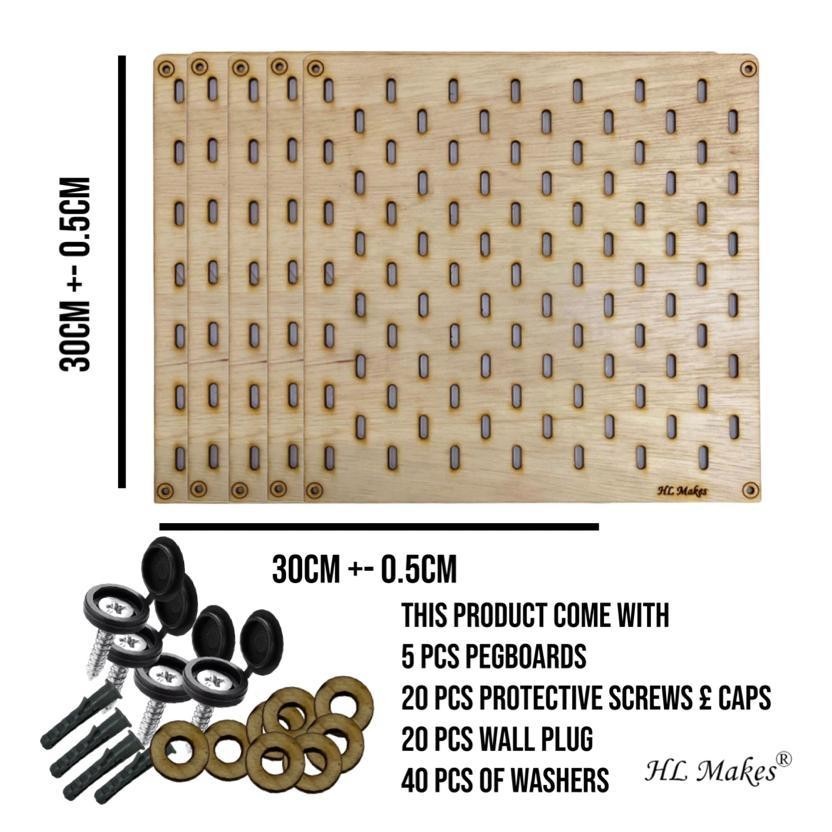 5 pieces of pegboard, compatible with iKEA SKADIS, DIY wall shelf rack pegboard
