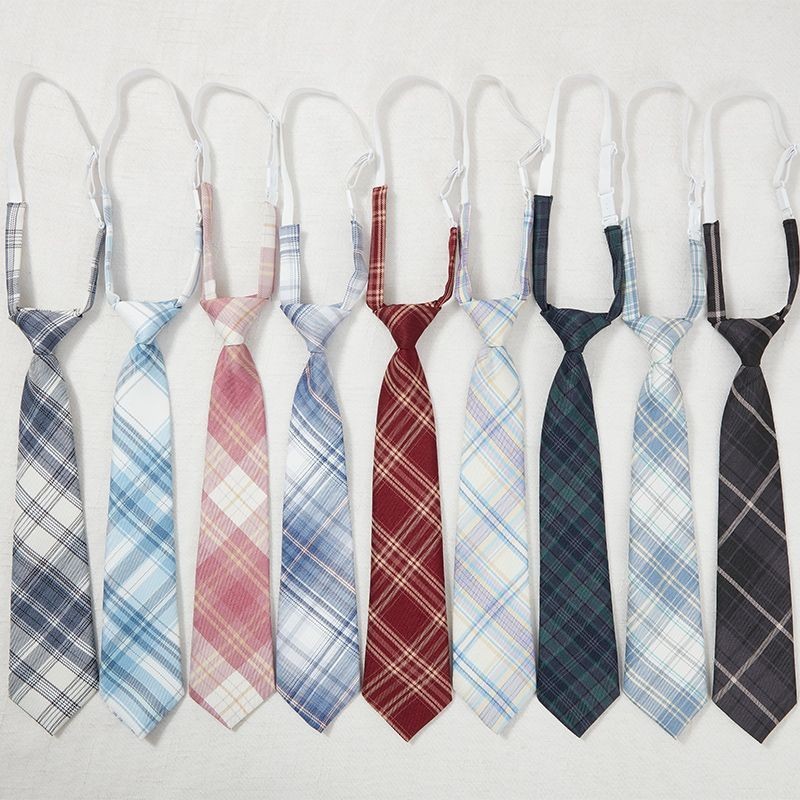 Jk ขนาดเล็ก Tie เสื้อชาย Preppy สไตล์ตกแต่งลายลายสก๊อต Lazy Bow Tie ฟรี Shortening