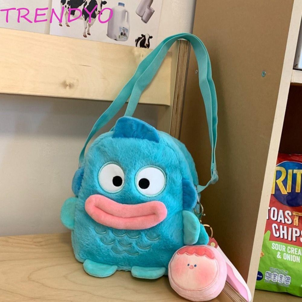 Trendyo Hangyodon กระเป๋าสะพายข้าง, ยัดตุ๊กตา Hangyodon กระเป๋าตุ๊กตา, แฟชั่นอะนิเมะพร้อมจี้กระเป๋าถือกระเป๋าสะพายการ์ตูนนักเรียน