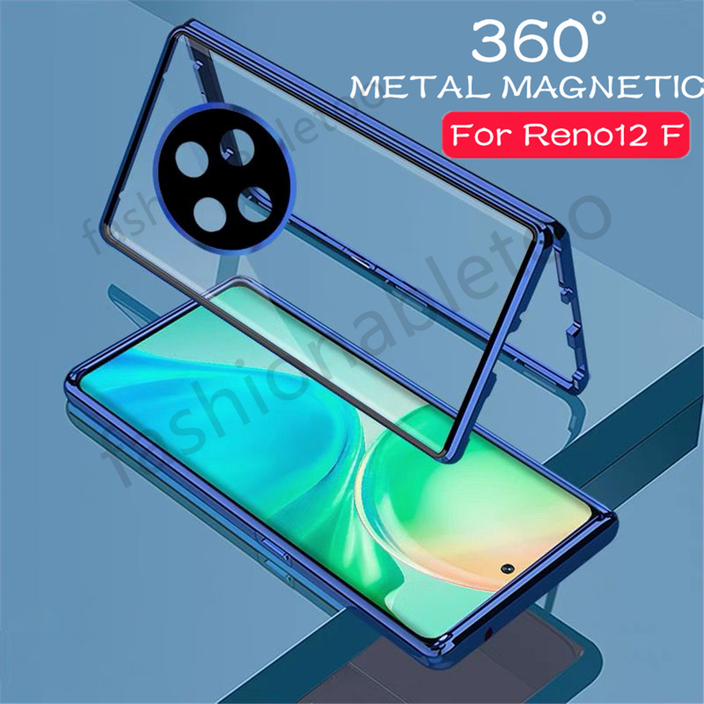 สองด้านกระจกนิรภัยเคสโทรศัพท์สําหรับoppo Reno 12 F 12F 12 pro 1 2 Reno12 F Reno12F Reno12 pro Reno12proกรอบโลหะปลอกกล้องเลนส์Protectorกันกระแทกฮาร์ดปกหลัง