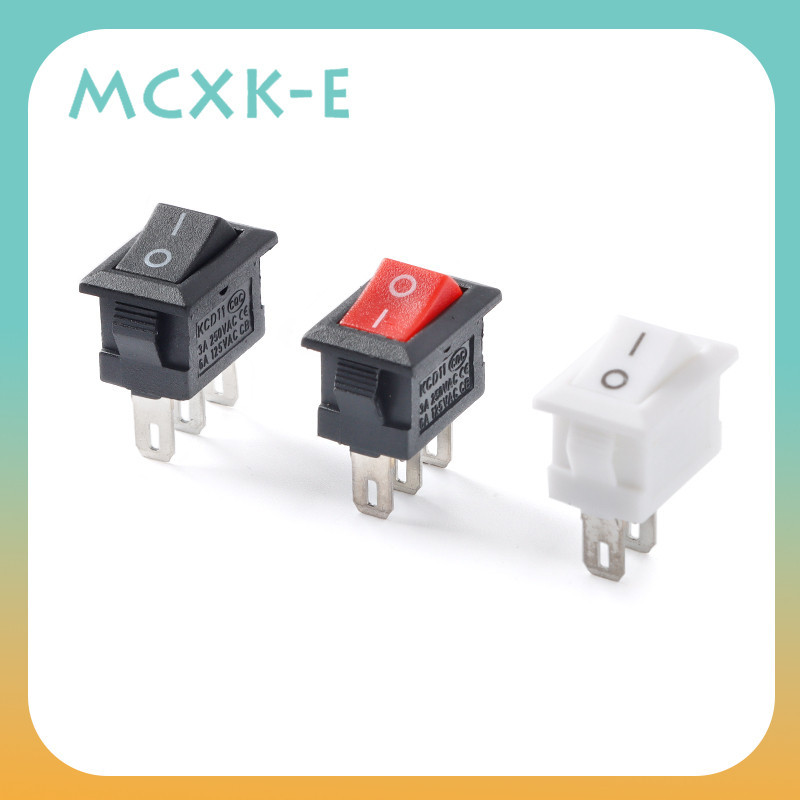 Mcxk-e 5 ชิ้น KCD1-11 สวิตช์ปุ่มกด 10x15 มิลลิเมตร SPST 2/3 พิน 3A 250V KCD11 Snap-in เปิด/ปิด Rocker สวิทช์