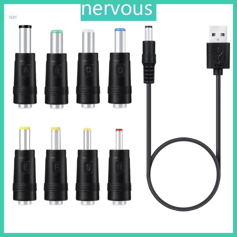 Nerv 8 in 1 5V USB สําหรับ DC 5 5x2 1 มม.ปลั๊กชาร์จสําหรับพัดลมลําโพงเราเตอร์ LED