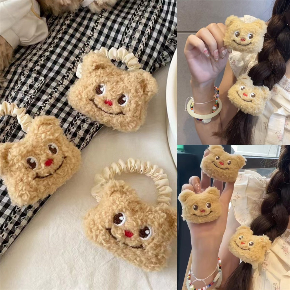 น่ารักเนยหมีผูกผมการ์ตูนหัวเชือกหนังวงผูกผมหางม้าสนุกอุปกรณ์ผม