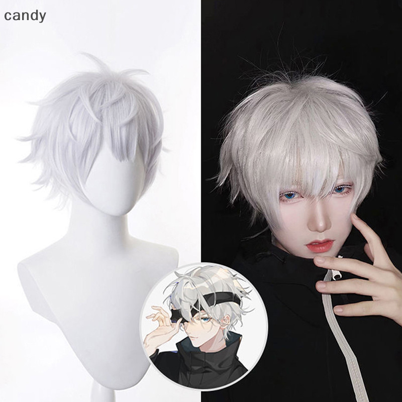 Ndy อะนิเมะ Jujutsu Kaisen Gojo Satoru คอสเพลย์วิกผมสั้นวิกผมสําหรับของขวัญ Party N