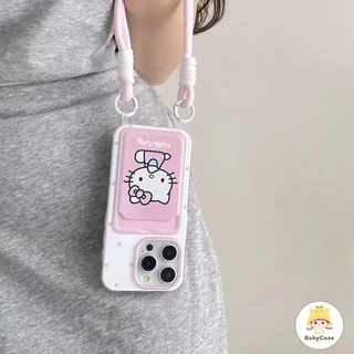 แฟชั่นลาย Hello Kitty น่ารัก ช่องใส่บัตรพร้อมสายคล้อง เคส IPhone 16 11 13 14 12 15 Pro Max 7 8 14 Plus XR X XS Max SE