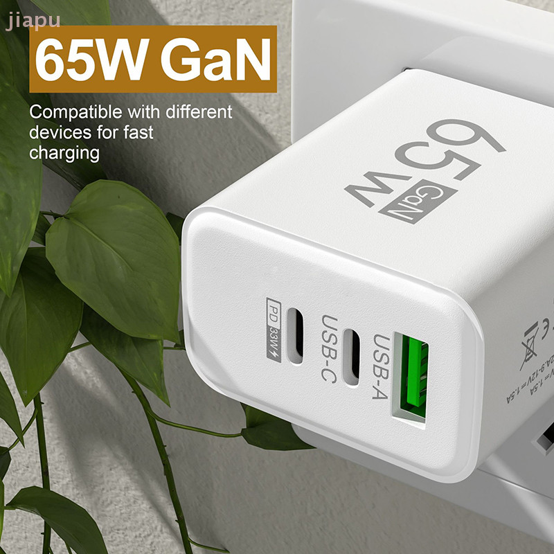 [JIA] 65w USB Type-C PD Fast ชาร์จชาร์จโทรศัพท์สําหรับ Iphone สําหรับ Samsung Xiaomi Huawei Universal แท็บเล็ต Pad Travel Power Adapter TH