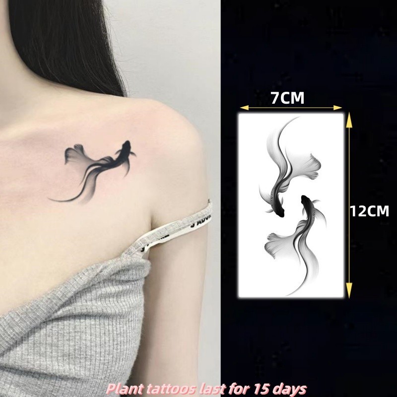 ลายราศีมีนสักสาวเซ็กซี่กระดูกไหปลาร้าพืชสักสติกเกอร์รอยสักกันน้ํายาวนาน15วันชั่วคราววันหยุดสัก