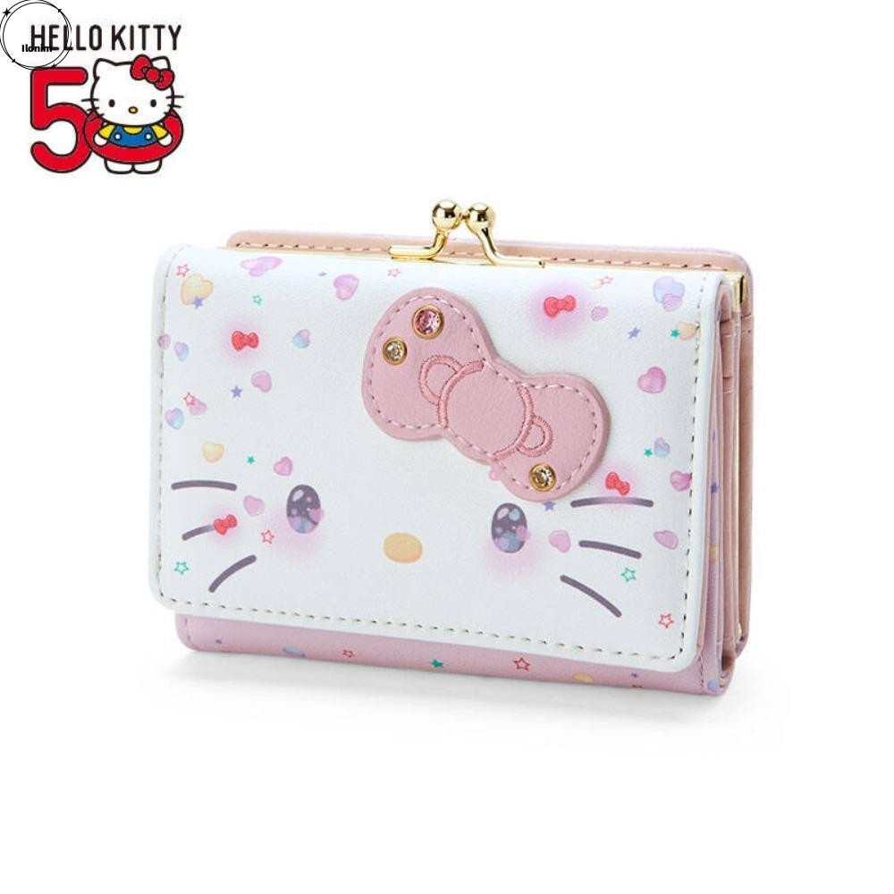 Ilonim กระเป๋าสตางค์หนัง PU, แฟชั่นลําลองน่ารัก Sanrio Hello Kitty กระเป๋า, ของขวัญวันเกิด Kawaii กระเป๋าบัตรพับ