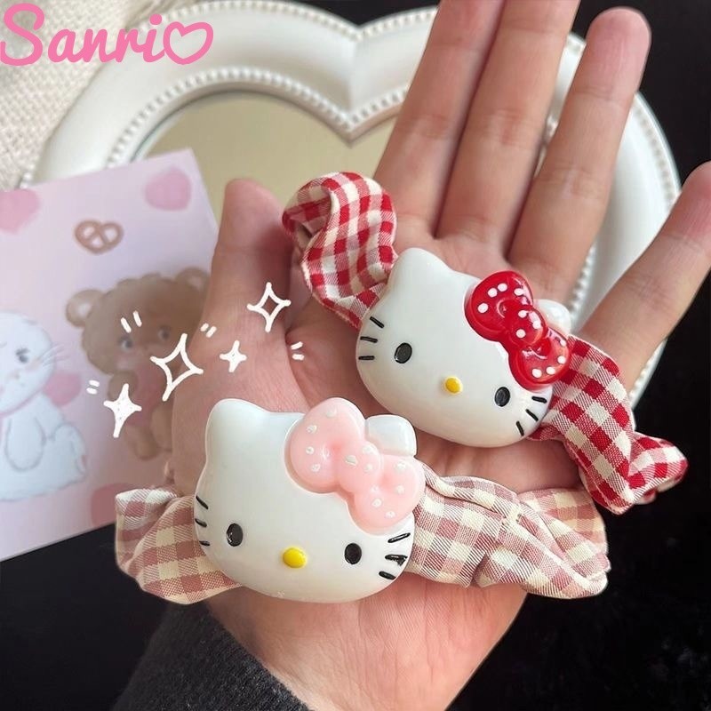 ที่คาดผมลายสก๊อต Hello Kitty น่ารัก ที่คาดผมหวาน ins ที่คาดผมลําไส้ใหญ่