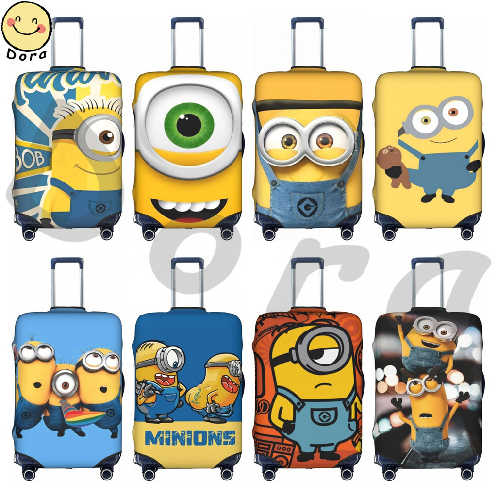 ผ้าคลุมกระเป๋าเดินทาง Minions ผ้าคลุมกระเป๋าเดินทางแบบล้างทําความสะอาดได้ Anti-scratch ผ้าคลุมกระเป๋าเดินทางขนาด 18-32 นิ้ว