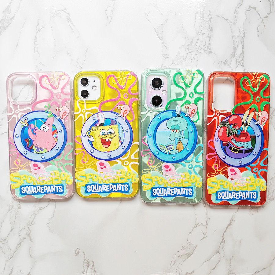 เคส สำหรับ iPhone 16 11 14 15 13 12 XS MAX x XR 7 8 6 6s Plus Pro MAX ปลอกน่ารัก SpongeBob โทรศัพท์ Case ปก