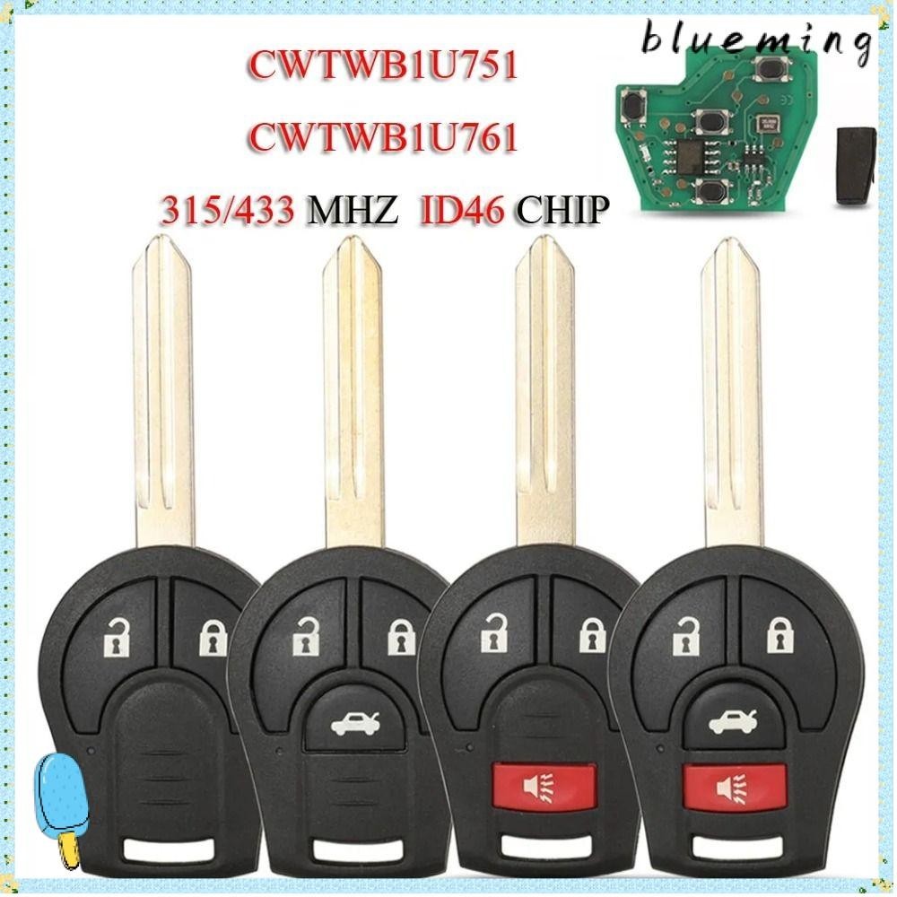 Blueming2 กุญแจรีโมตรถยนต์ 2 3 4 ปุ่ม สีดํา แบบเปลี่ยน สําหรับ Nissan Sylphy Cube CWTWB1U751 CWTWB1U761 315 433MHZ