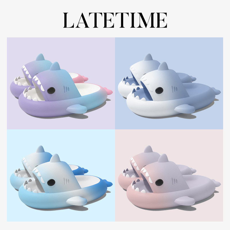 Ayuer รองเท้าแตะฉลามเด็กไล่โทนสีสีรุ้ง การ์ตูนน่ารักเด็กชายและเด็กหญิงในร่มรองเท้าแตะเด็กทารกกันลื่น