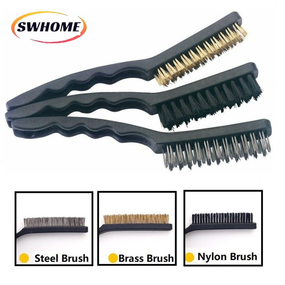 [SWHOME] แปรงลวดขนาดเล็กทองเหลืองไนลอนและแปรงเหล็กกําจัดสนิมทําความสะอาดเครื่องบดโปแลนด์ ในสต็อก