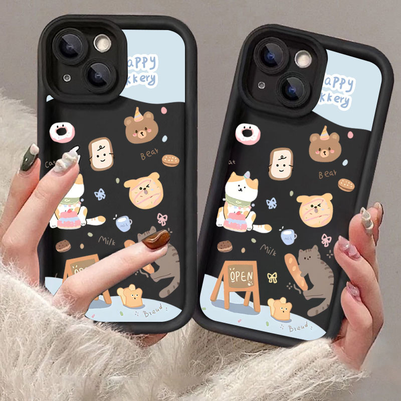SAMSUNG น่ารักขนมปังแมวเคสโทรศัพท์สําหรับsamsung S24 S23 Ultra S23 FE S22 S21 Plus S20 S21 FEสัตว์น่ารักน่ารักกันกระแทกนุ่มฝาครอบป้องกัน - รูปที่ 4