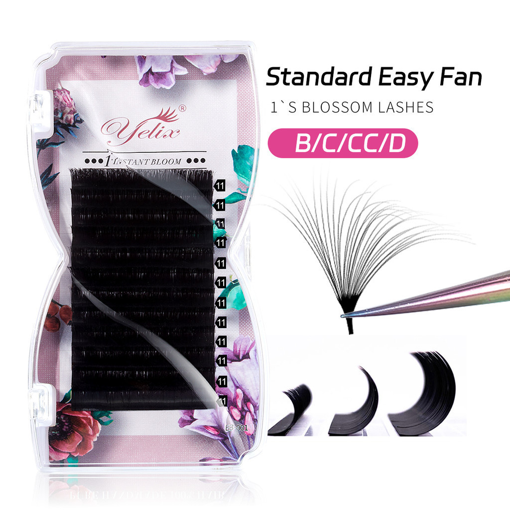 Yelix Easy Fan Volume Lashes Extension Rapid Blooming Eyelashes Auto Fan Lashes Self Fanning Eyelashes Extension