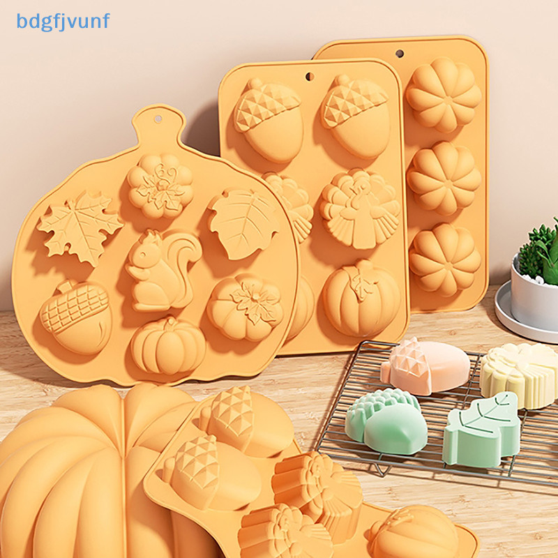 Bdgf 3D แม่พิมพ์อบซิลิโคน DIY ฟักทองใบ Joy Of Harvest Fondant Easy Release Non-Stick เค้กหัตถกรรม Decorag เครื่องมือ TH