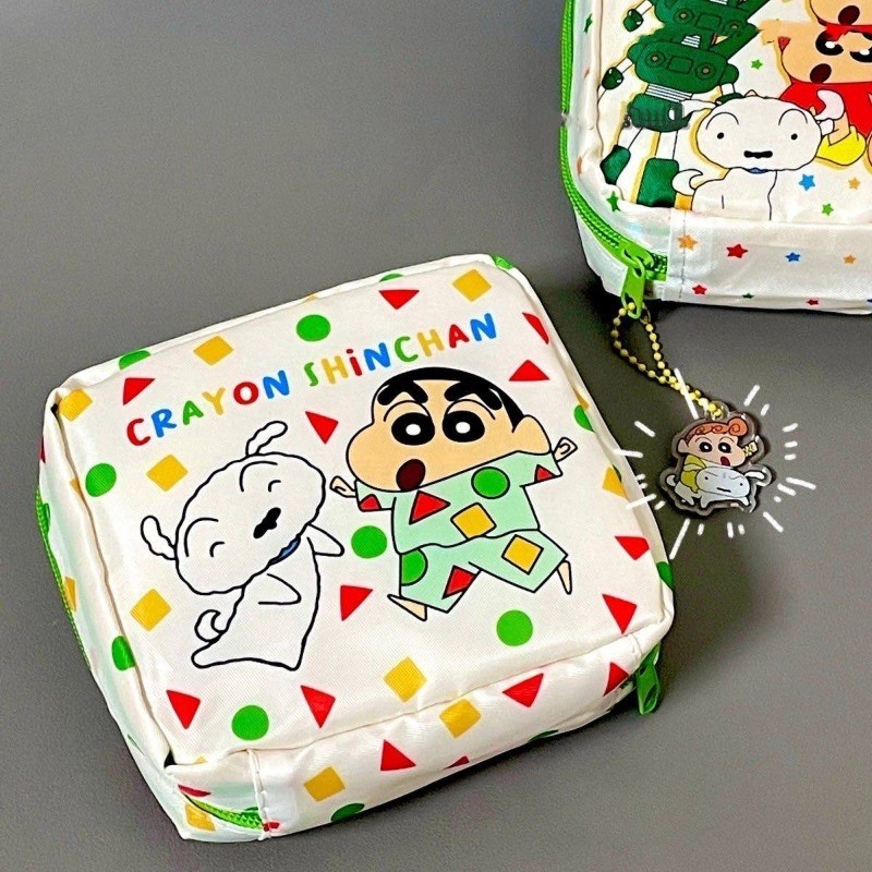 Crayon Shin-Chan ผ้าอนามัย Pad กระเป๋าเก็บผู้หญิงน่ารักกระเป๋าเครื่องสําอาง Organizer สาวสุภาพสตรีน่ารักลิปสติกแต่งหน้ากระเป๋า