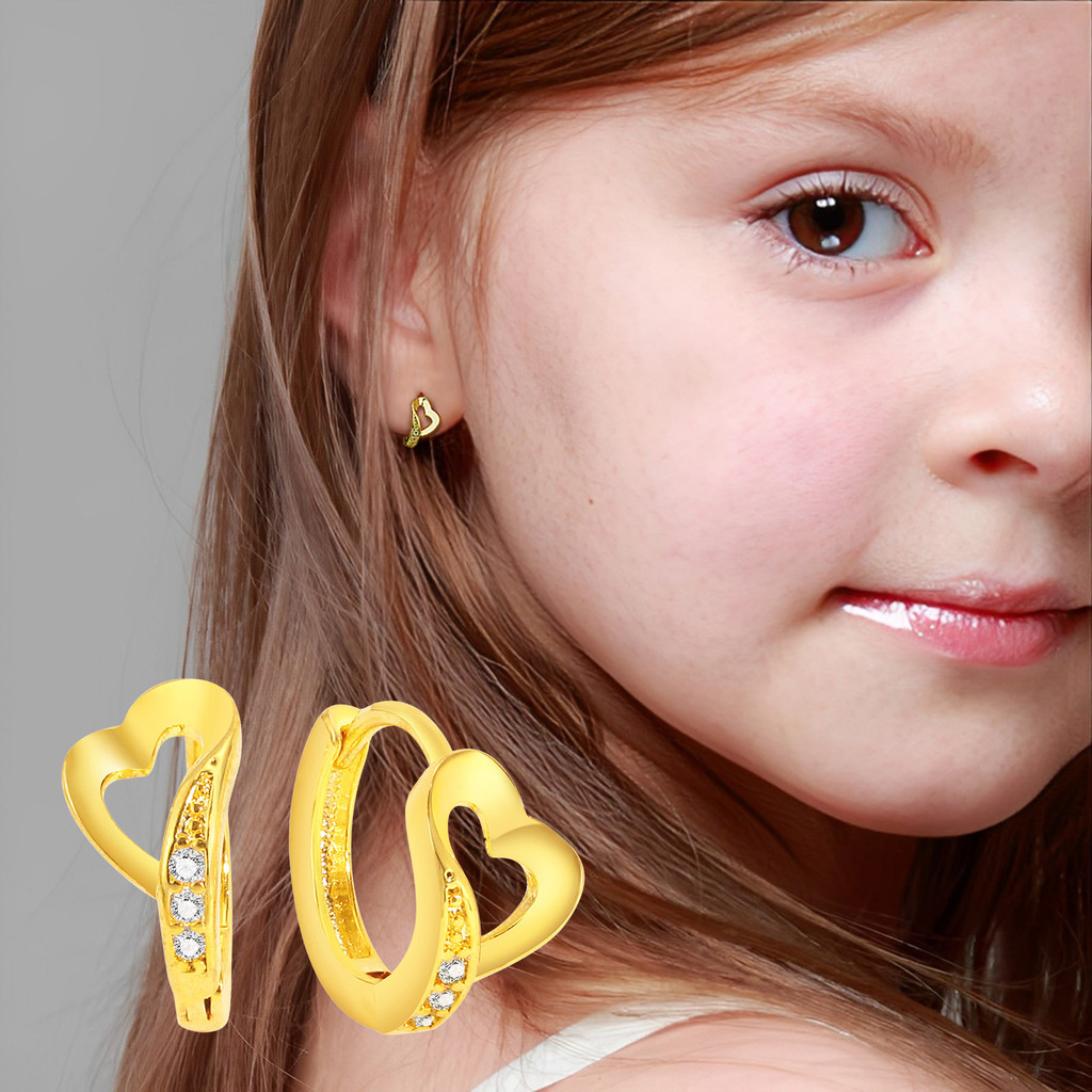 Vnox ขนาดเล็กน่ารักZircon Cubic Hoppต่างหูสําหรับทารกวัยรุ่นเด็ก,18K Gold Hypoallergenic Non Fadeหูเครื่องประดับของขวัญข